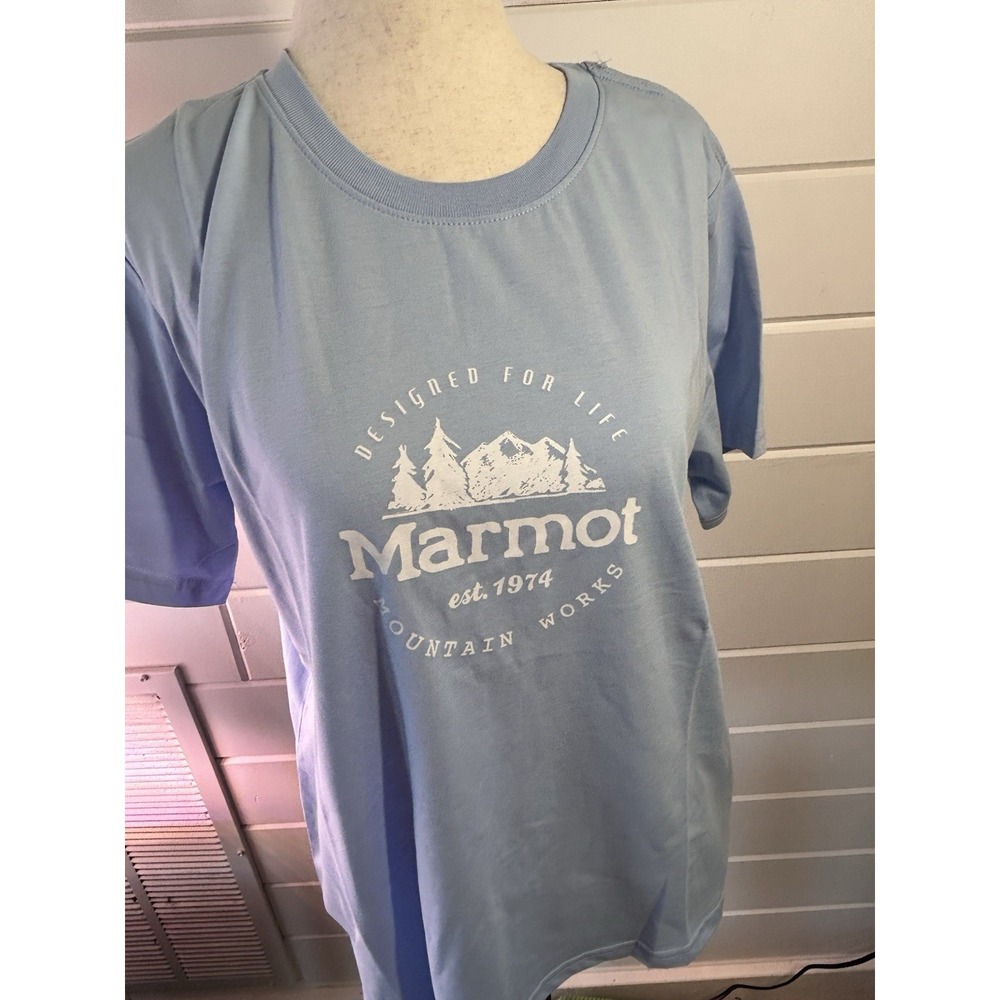 Marmot Women's Light Blue T Shirt Size Large NWT
